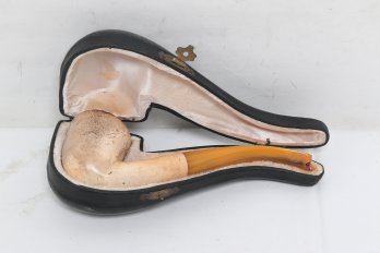 Antique Meerschaum Smoking Pipe In Original Case