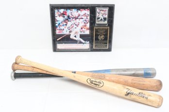 Group Of Baseball Bats And Donald Arthur Mattingly Plaque