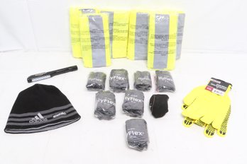 Group Of New Glowes And Safety Vests