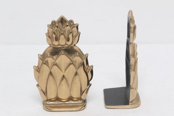 Pair Of Vintage Brass Pineapple Bookends