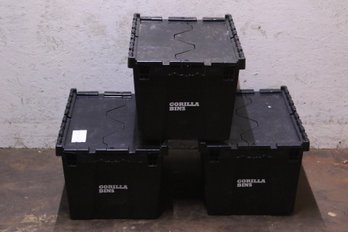 Three Black Gorilla Bins Plastic Storage Containers