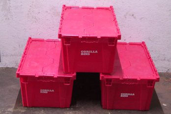 Three Red Gorilla Bins Plastic Storage Containers
