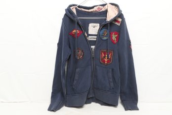 Top Gun-themed Men's Zip-up Hoodie With Patches  Size M