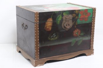 Decorative Hand Painted Floral Storage Trunk