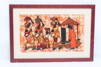 Village People African Batik Painting - Signed