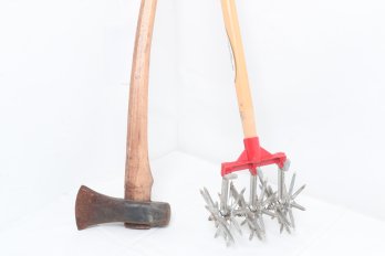 Garden Weasel Rotary Cultivator Together With Single-handed Splitting Wood Axe