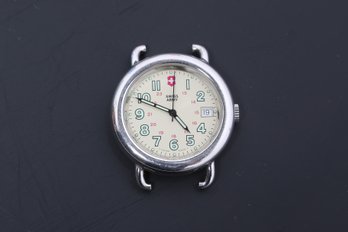 Victorinox Swiss Army Quartz Wristwatch W/ Date, White Dial, Arabic Numerals, Stainless Case