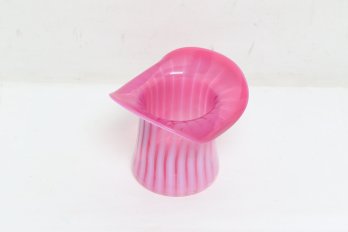 Vintage/antique Fenton Cranberry Opalescent Line Optic Top Hat Vase