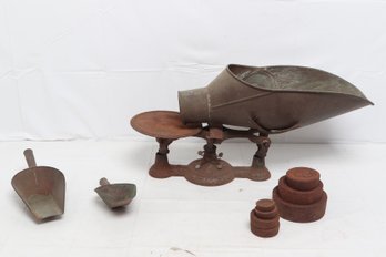 Antique Balance Scale With Weights