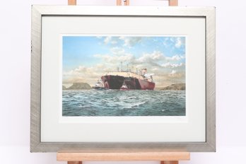 Signed Robert G Lloyd Maritime Print MV Al Gharrafa With COA Framed 16.5' X 13'