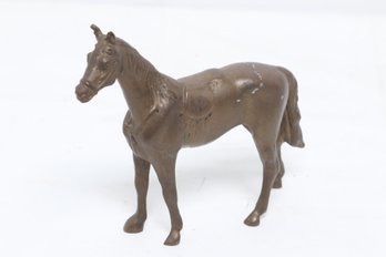 Small Vintage Brass Finish Metal Horse Statue