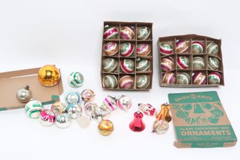 Vintage Glass Christmas Ornament Lot Shiny Brite Style Indent & Figural