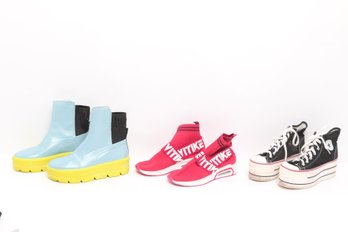 Women's Shoe Lot Puma Boots Sneakers & Converse Style Platform High Tops
