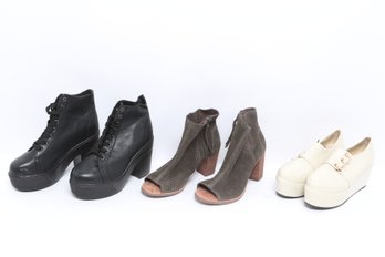 Women's Shoe Lot Platform Boots Heels & Oxfords Mixed Styles