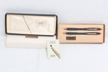 Vintage Cross Pen And Pencil Set In Box And Papers