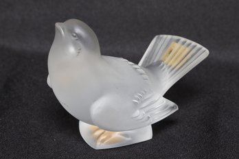 Authentic Vintage Lalique Frosted Crystal Sparrow Figurine