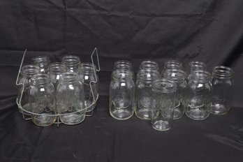 Mason Jars Together With Canning Rack