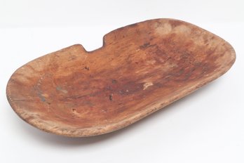 Large Antique Rustic Hand Carved Wooden Dough Bowl 22.5' X  12.5' X 3.5'