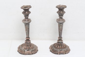 Pair Of Antique Sheffield Plated  England Candlesticks