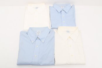 Brooks Brothers Dress Shirt Lot Blue & White 17.5 34 Slim Fit Non Iron