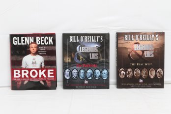 2 Bill O'Reilly's Legends & Lies Books (The Patriots & The Real West) & Glen Beck's 'BROKE'