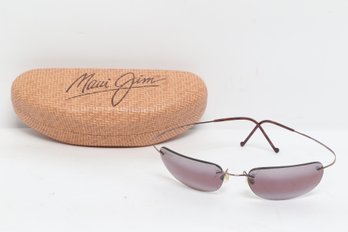Maui Jim Titanium Rimless Sunglasses Frames With Case Damaged Lenses