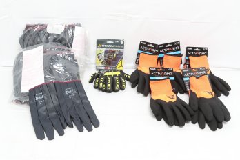 Assorted Glove Lot: Ansell ActivArm (L), DeltaPlus (9), The Answer 2735-09 Best Gloves (9)