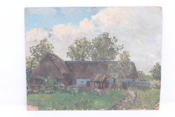 Antique Circa 1913 Oil Painting On Board - Signed And Labels