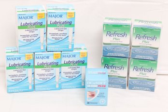 4 Refresh Plus Lubricating Eye Drop Boxes (30 Single Use/each) & 5 MAJOR Lubricating Plus Lubricant Eye Drops