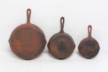 Group Of 3 Vintage Cast Iron Skillets