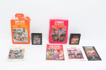 Atari 2600 Indy 500 & Combat Game Lot With Boxes Manuals Catalog