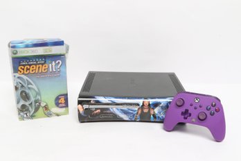 Xbox 360 Console With Purple Controller & Scene It? Game
