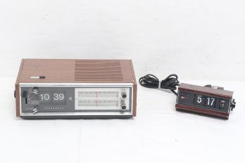 Two Vintage Flip Number Alarm Clocks - Panasonic And Copal