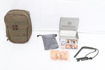 Fully Stocked Ifak Tactical First Aid Med Kit & New Emergency Fire Starting Kit