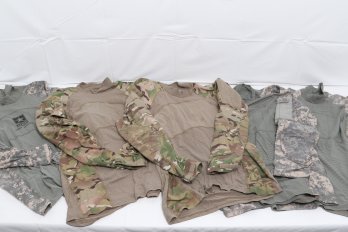 5 Army Combat Shirts In Camo & Digital Camo  - Sizes: XS, M & L