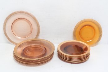 Group Of Diner And Salad Depression Glass Plates