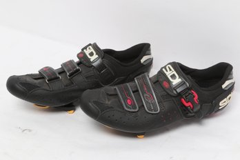 SIDI Road Cycling Shoes Size 47 Black With Cleats 3-Bolt Compatible