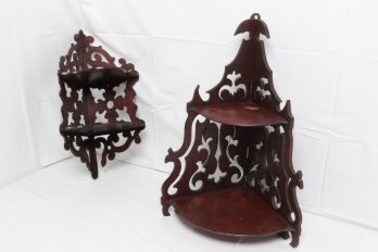 2-antique Mahogany Corner Shelfs