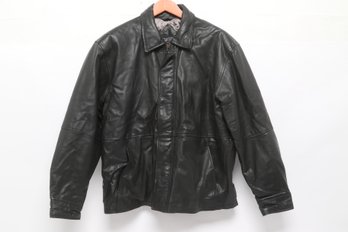 L.A. Leather California Black Leather Jacket Mens Size 46 Zip Front