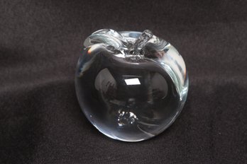 Simon Pearce Art Glass Apple Paperweight Clear Hand Blown Signed