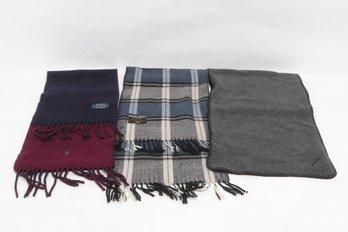 Wool Scarf Lot Polo Ralph Lauren Pierre Cardin Plaid & Solid Fleece Patagonia