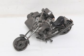 Handmade Motorcycle Sculpture Crafted From Scrap Metal