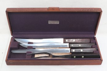 Vintage Flint Host Slicer Set In Wooden Box