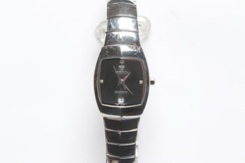Croton Women's Stainless Steel Watch Black Dial W/ Diamonds Working Condition