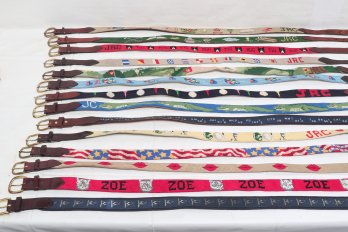 Group Of Nice Quality Leather And Needlepoint Belts