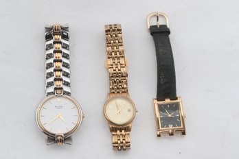 Lot Of 3 Bulova Dress Watches Gold Tone & Two-Tone Needs Batteries