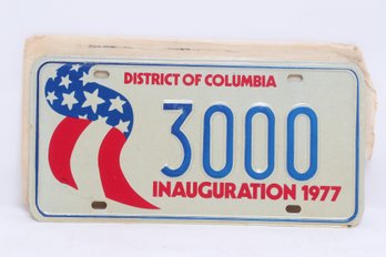 1977 DC Inauguration License Plate #3000 Patriotic Eagle Design