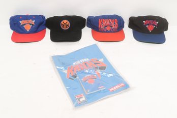 NY Knicks Hat Lot Snapbacks  Vintage NY Knicks Folder & Note Pad