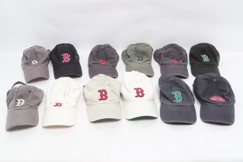 Lot Of 12 Boston Red Sox Baseball Caps Assorted Colors MLB Hats
