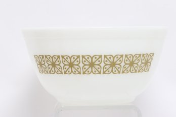 Vintage Pyrex Gold Geometric Pattern Mixing Bowl White Glass